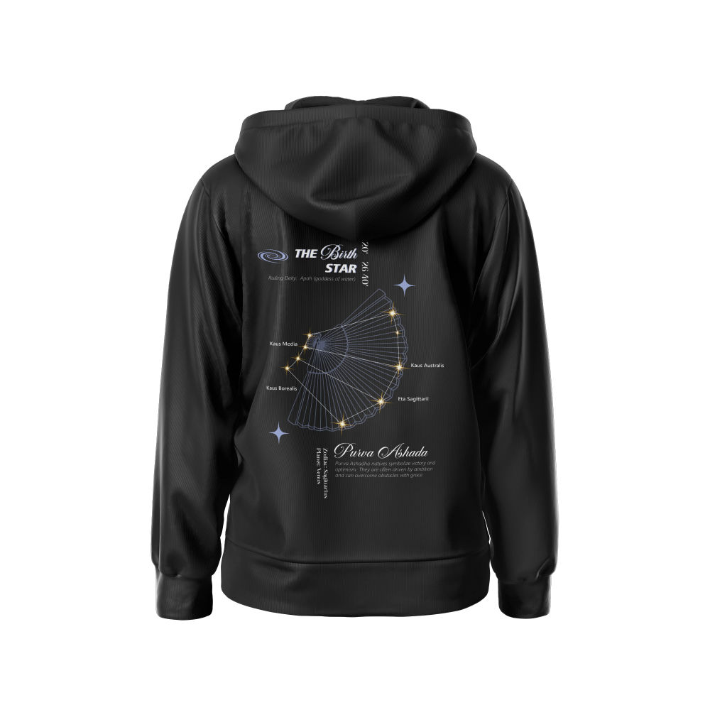 Purva ashda  Nakshatra Hoodie – Vedic Astrology Inspired Unisex Cotton  hoodie | Spiritual Minimalist Wear