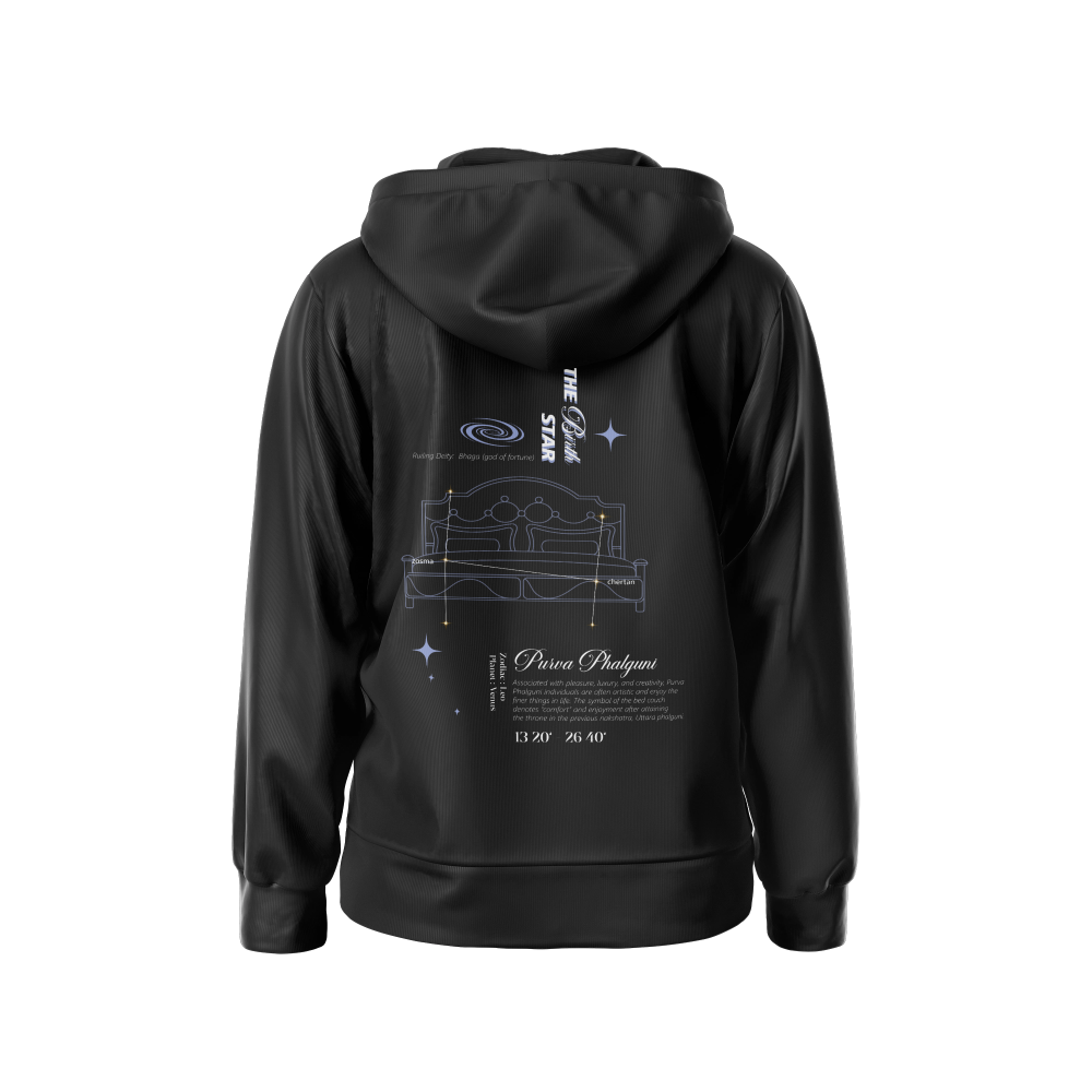 Purva phalguni Nakshatra Hoodie – Vedic Astrology Inspired Unisex Cotton hoodie  | Spiritual Minimalist Wear