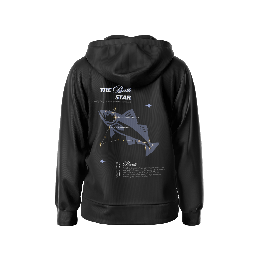 Revati Nakshatra Hoodie  – Vedic Astrology Inspired Unisex Cotton  hoodie | Spiritual Minimalist Wear