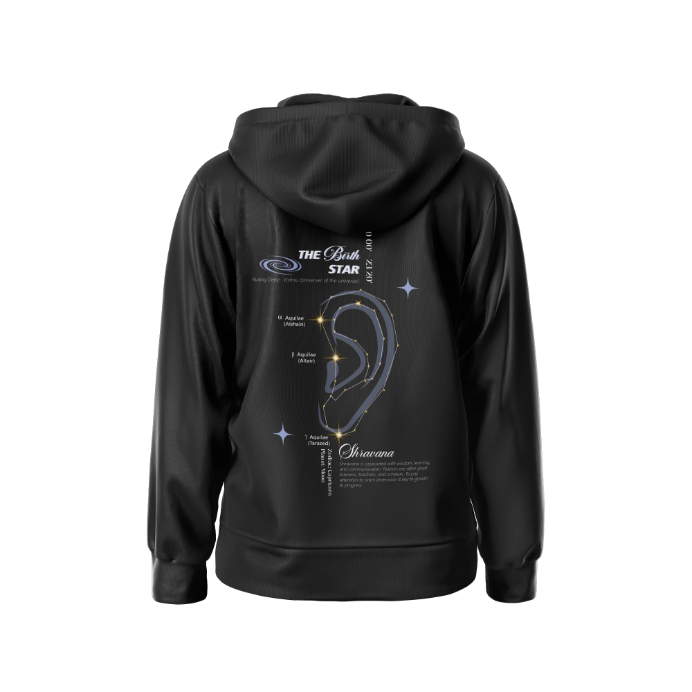 Shravana Nakshatra Hoodie – Vedic Astrology Inspired Unisex Cotton  hoodie| Spiritual Minimalist Wear