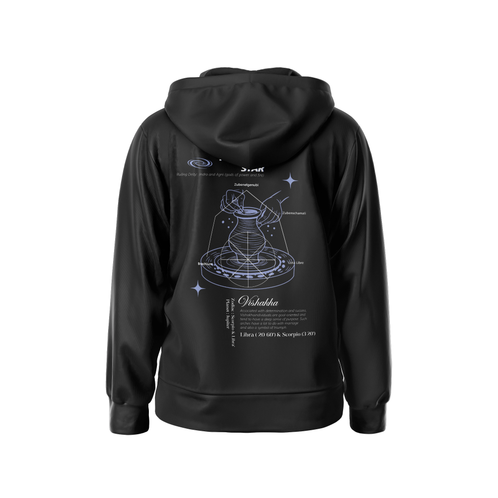 Vishakha Nakshatra Hoodie – Vedic Astrology Inspired Unisex Cotton hoodie Spiritual Minimalist Wear