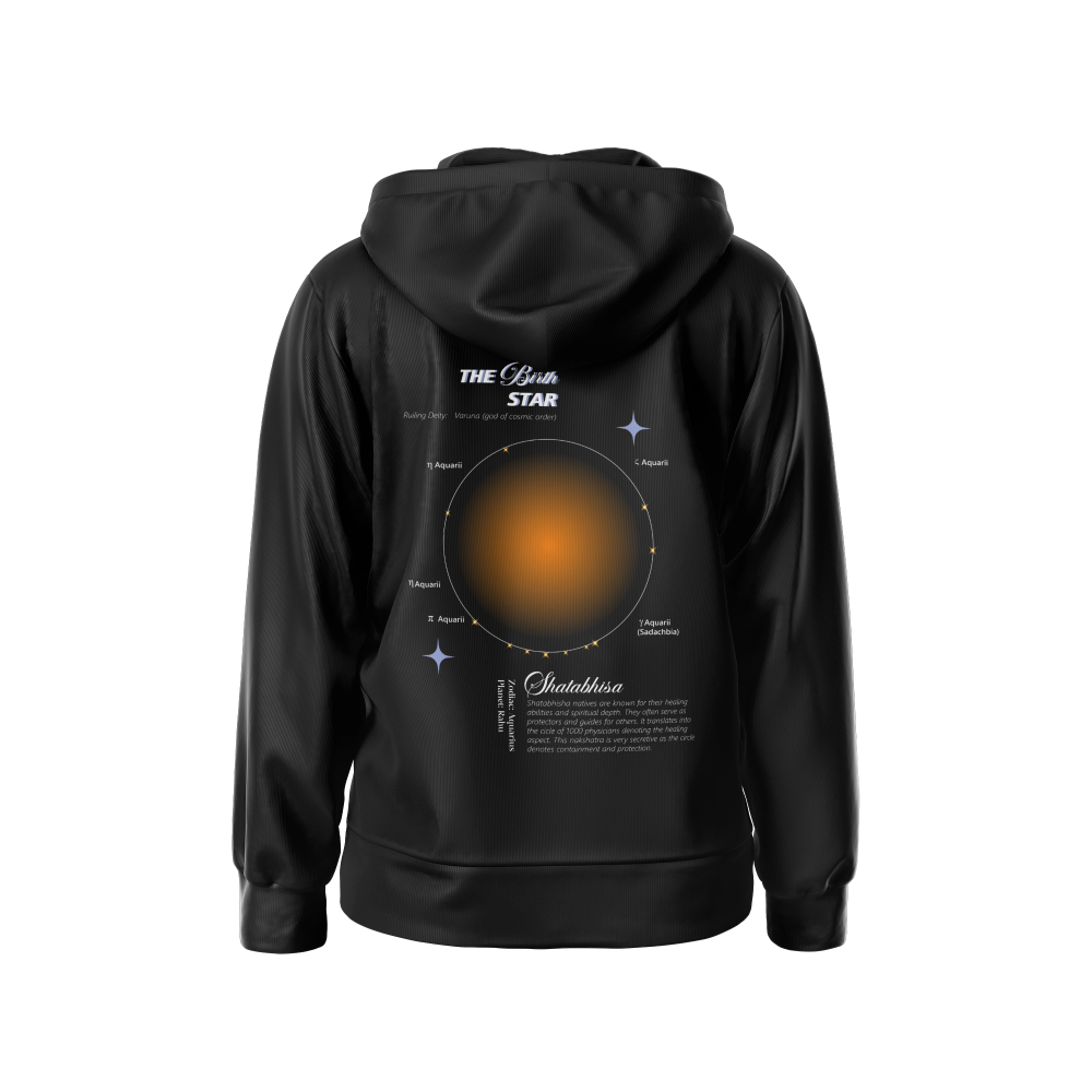 Shatabisha Nakshatra Hoodie  – Vedic Astrology Inspired Unisex Cotton  hoodie | Spiritual Minimalist Wear