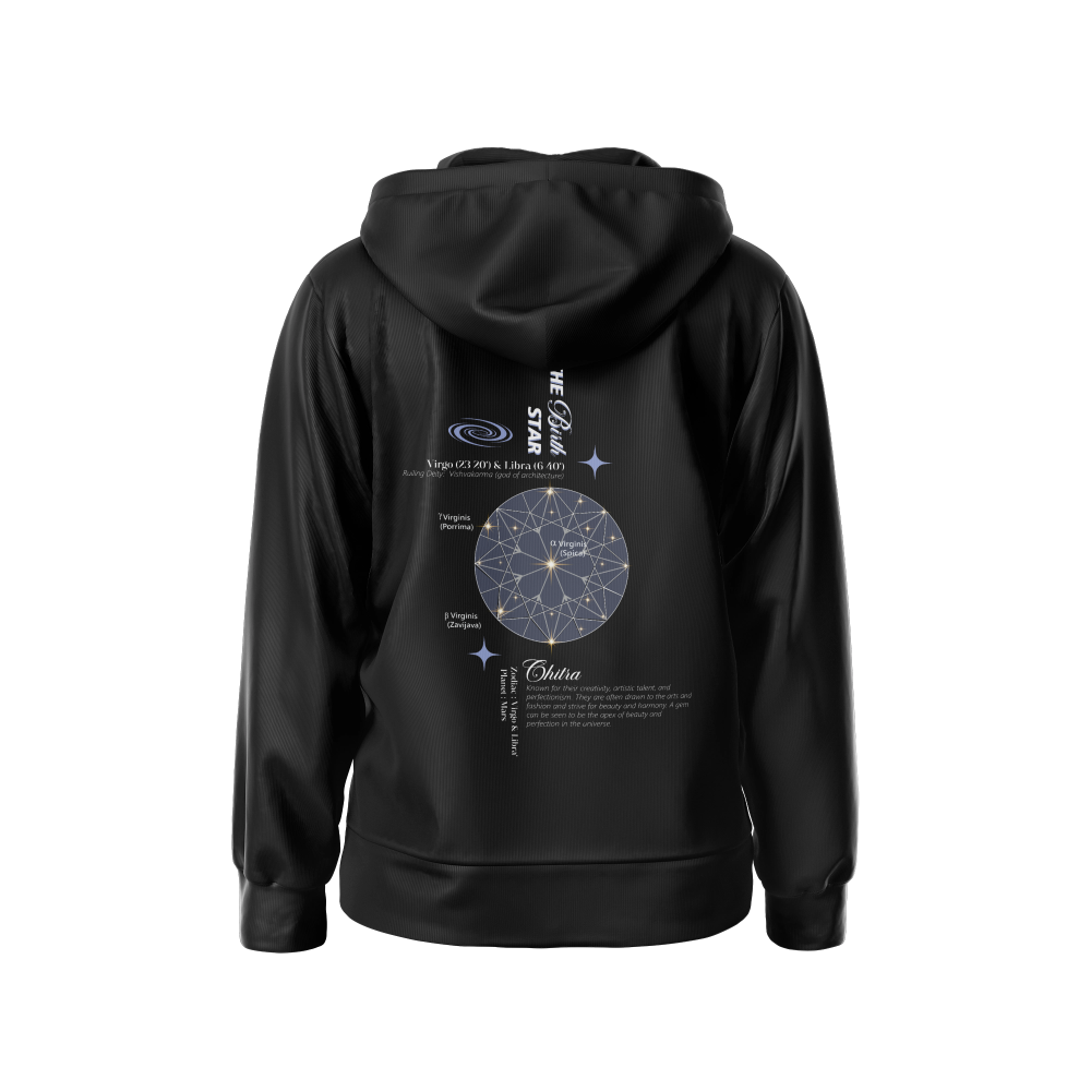 Chitra Nakshatra Hoodie - Vedic Astrology Inspired Unisex Cotton  hoodie| Spiritual Minimalist Wear