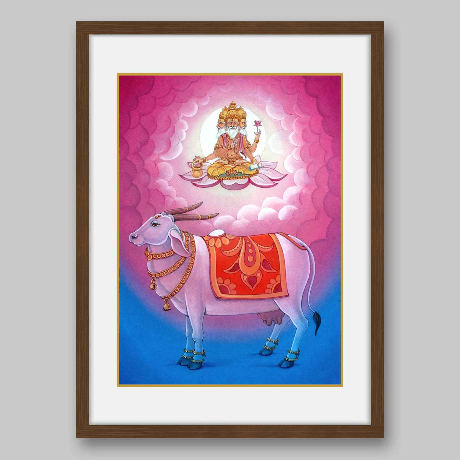 Kamdhenu and Brahma - High Quality Print of Artwork by Pieter Weltevrede