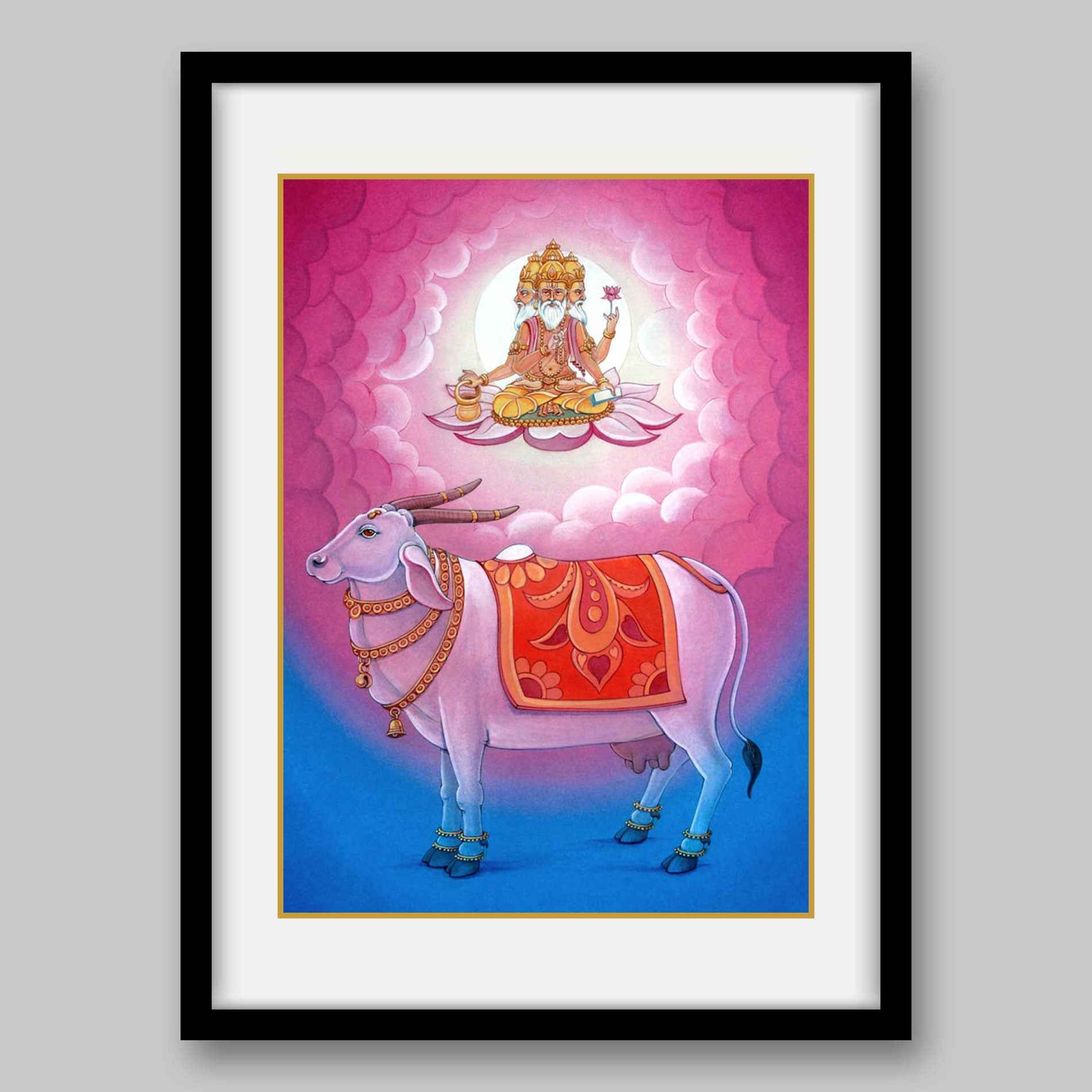 Kamdhenu and Brahma - High Quality Print of Artwork by Pieter Weltevrede