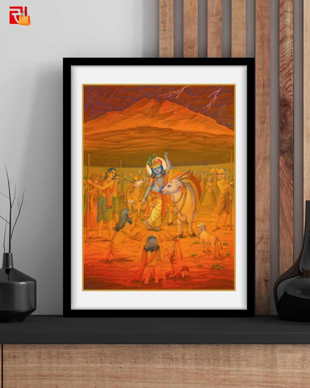 Krishna – Govardhan Parvat- High Quality Print of Artwork by Pieter Weltevrede