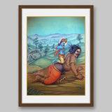 Lord Krishna with Demon - High Quality Print of Artwork by Pieter Weltevrede - Sagar World