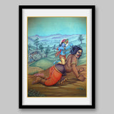 Lord Krishna with Demon - High Quality Print of Artwork by Pieter Weltevrede - Sagar World