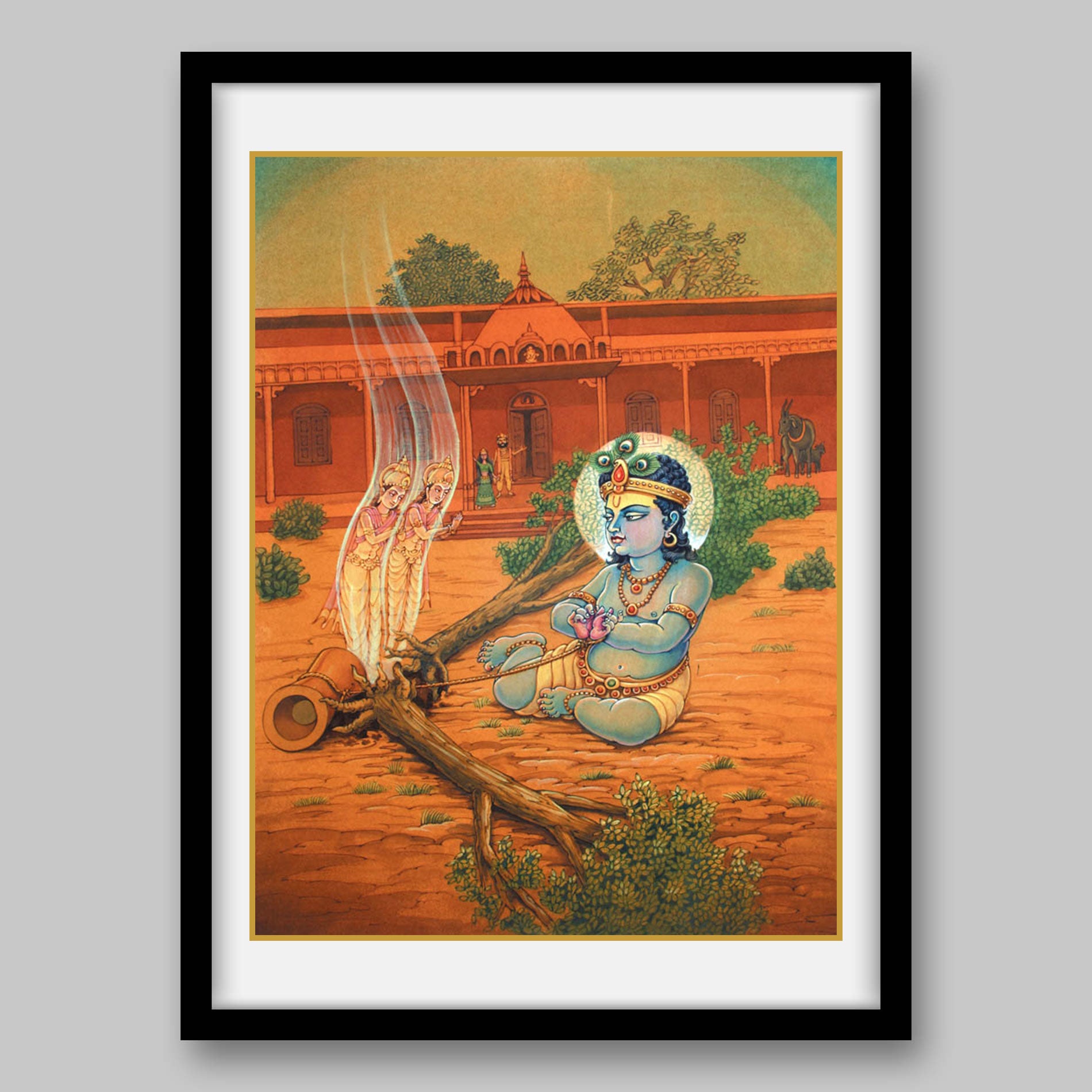 Krishna freeing Yakshas from tree - High Quality Print of Artwork by Pieter Weltevrede - Sagar World