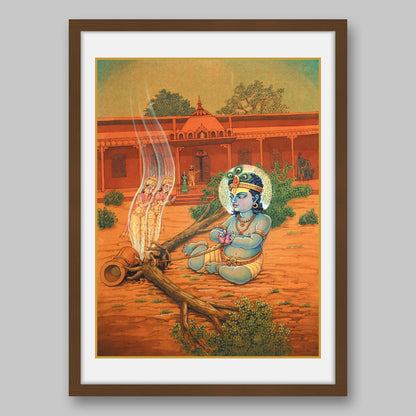 Krishna freeing Yakshas from tree - High Quality Print of Artwork by Pieter Weltevrede - Sagar World