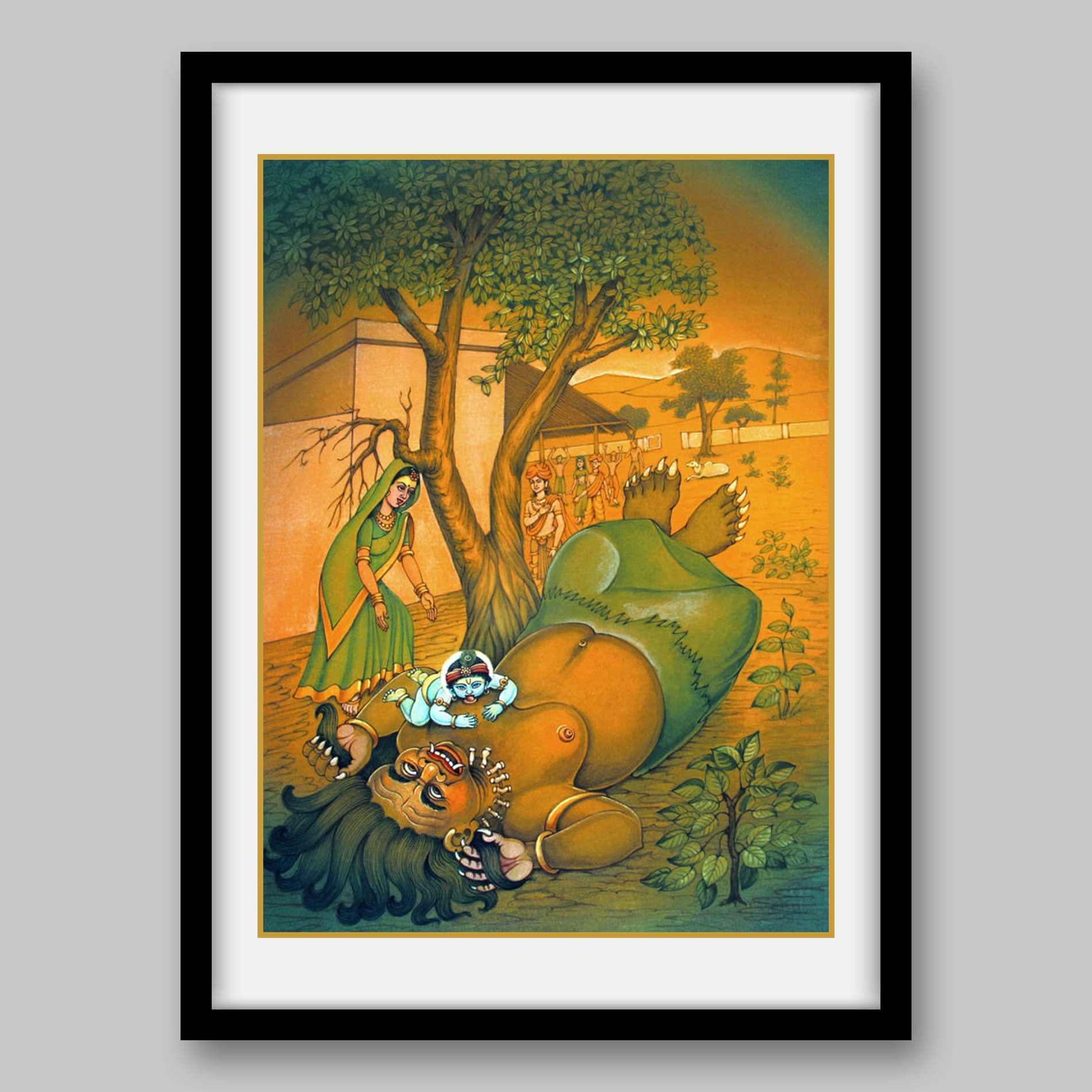 Krishna and Putna Vadh – High Quality Print of Artwork by Pieter Weltevrede - Sagar World