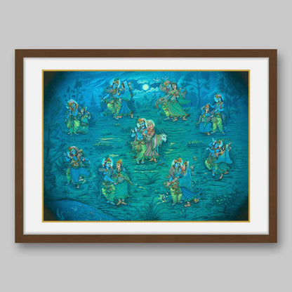 Krishna – Raas Leela – High Quality Print of Artwork by Pieter Weltevrede
