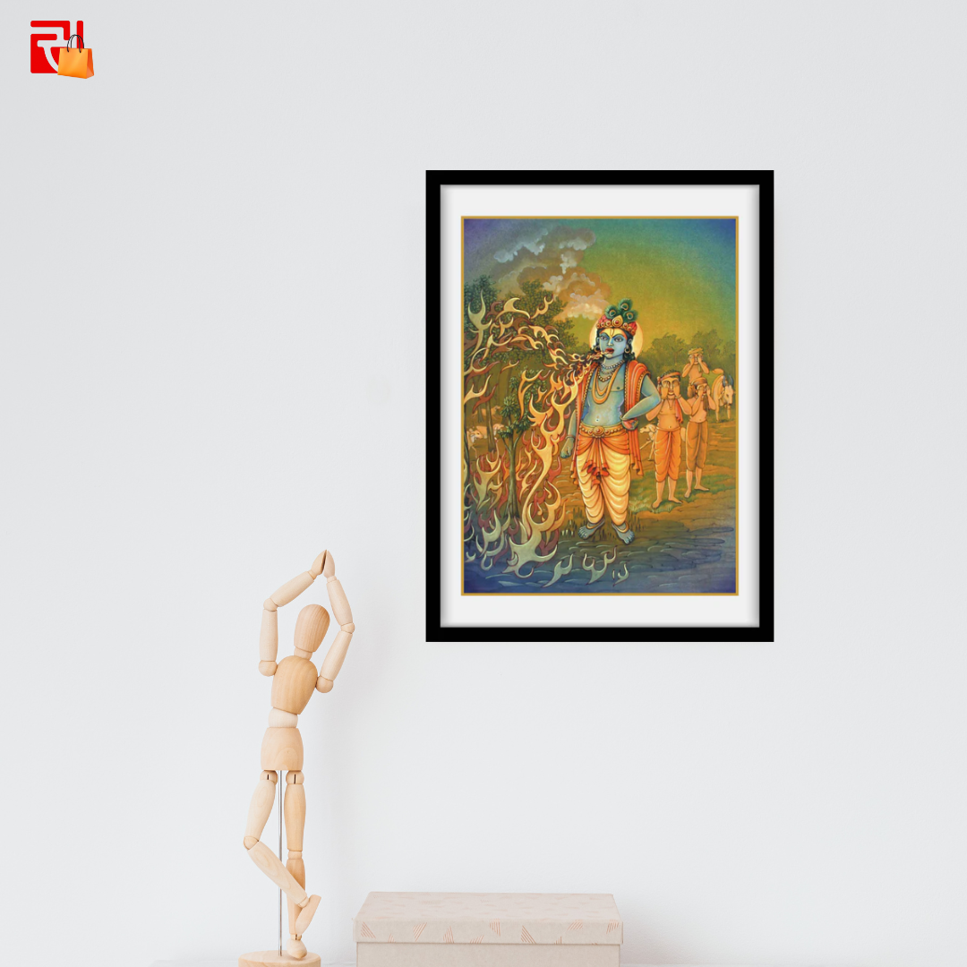 Krishna eating fire – High Quality Print of Artwork by Pieter Weltevrede - Sagar World
