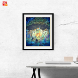 Krishna lifting Govardhan Parvat – High Quality Print of Artwork by Pieter Weltevrede - Sagar World