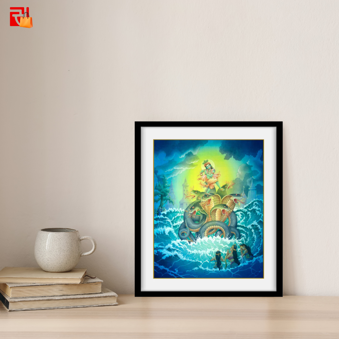 Krishna with Kaliya Naag – High Quality Print of Artwork by Pieter Weltevrede - Sagar World