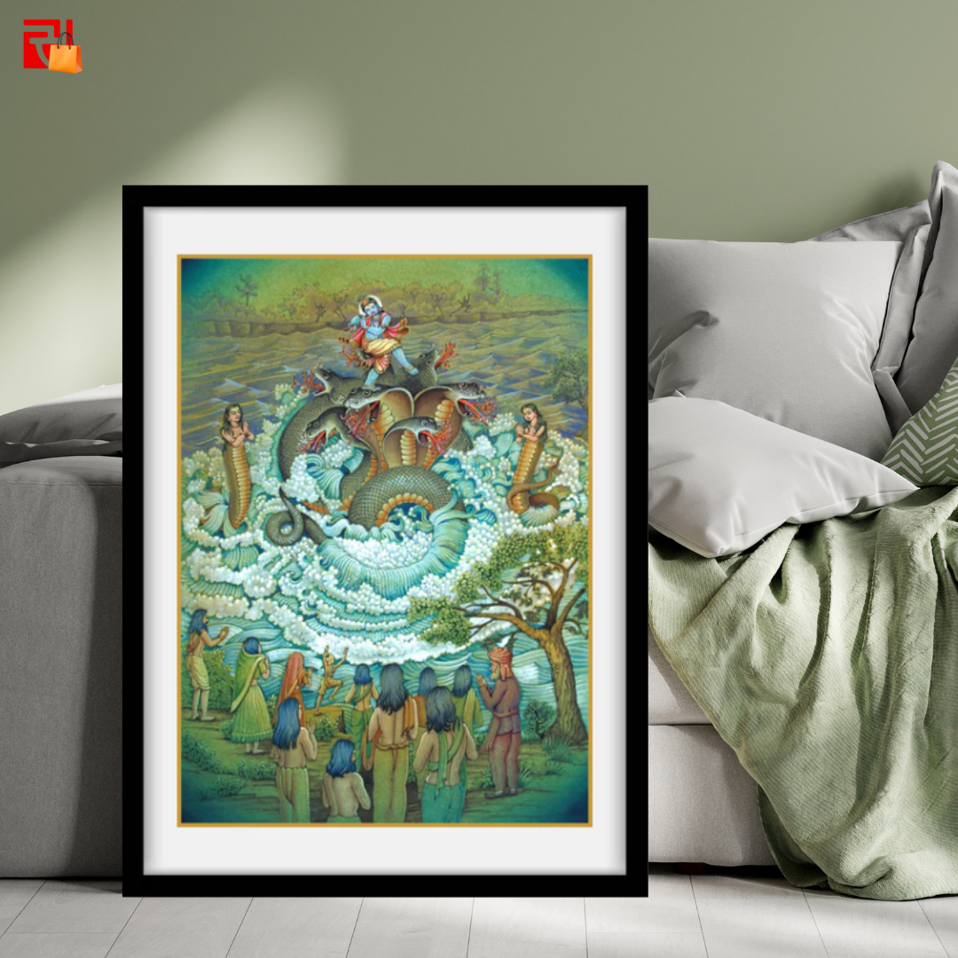 Krishna with Kaliya Naag – High Quality Print of Artwork by Pieter Weltevrede - Sagar World