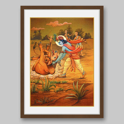 Krishna and Cow Demon – High Quality Print of Artwork by Pieter Weltevrede