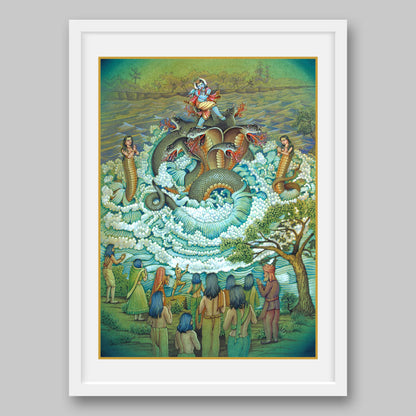Krishna with Kaliya Naag – High Quality Print of Artwork by Pieter Weltevrede - Sagar World