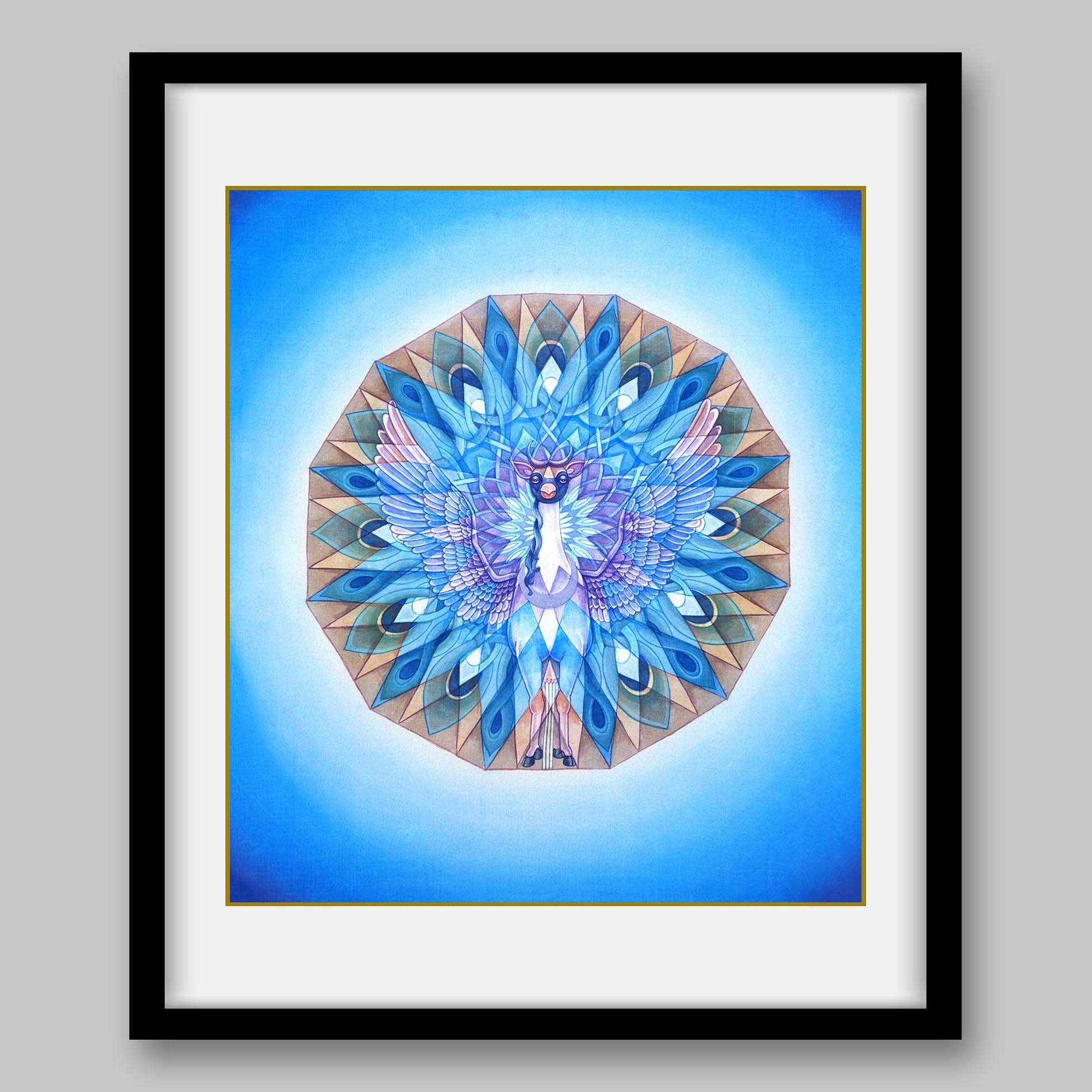 Moon and Kaamdhenu Yantra - High Quality Print of Artwork by Pieter Weltevrede - Home Decor - Sagar World