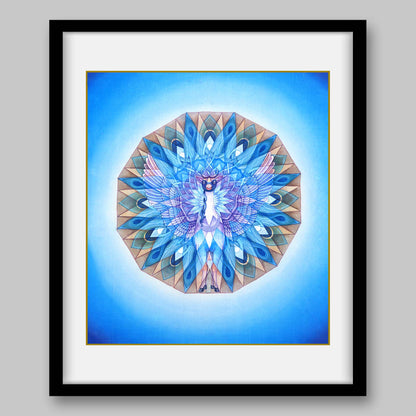 Moon and Kaamdhenu Yantra - High Quality Print of Artwork by Pieter Weltevrede - Home Decor - Sagar World
