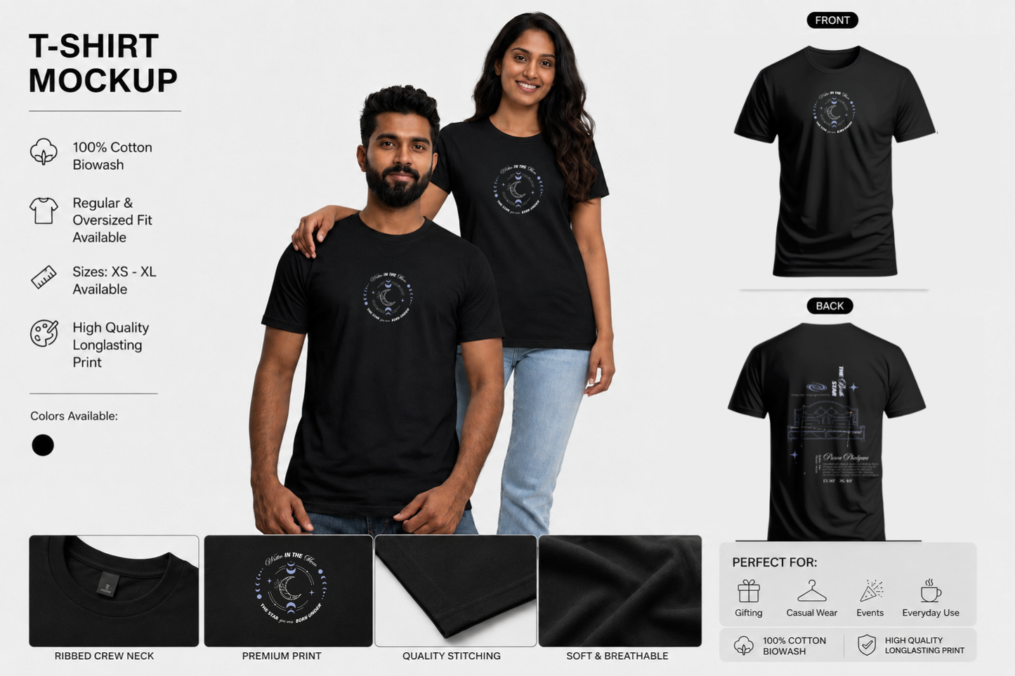 Purva phalguni Nakshatra T-Shirt – Vedic Astrology Inspired Unisex Cotton Tee | Spiritual Minimalist Wear