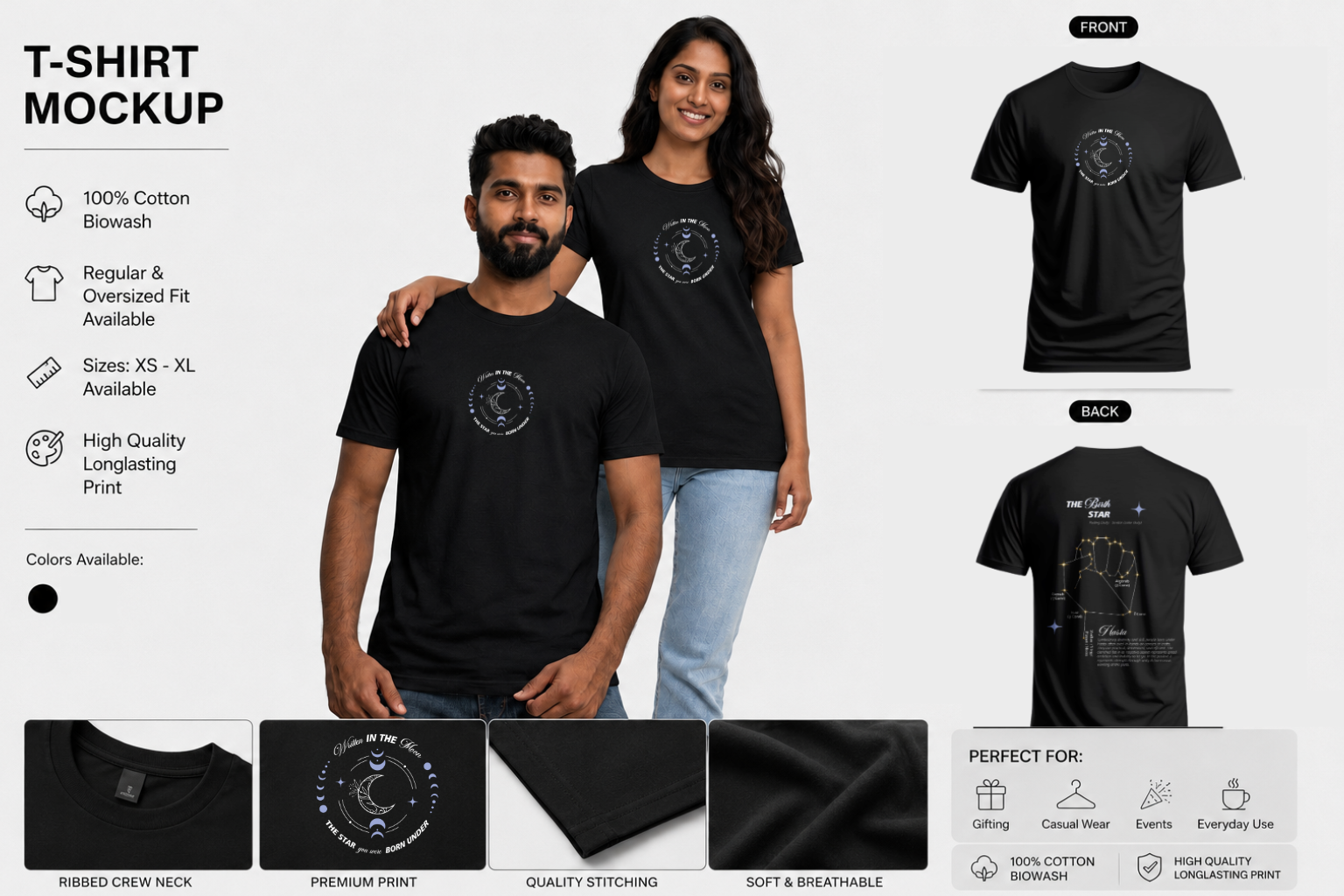 Hasta Nakshatra T-Shirt – Vedic Astrology Inspired Unisex Cotton Tee | Spiritual Minimalist Wear