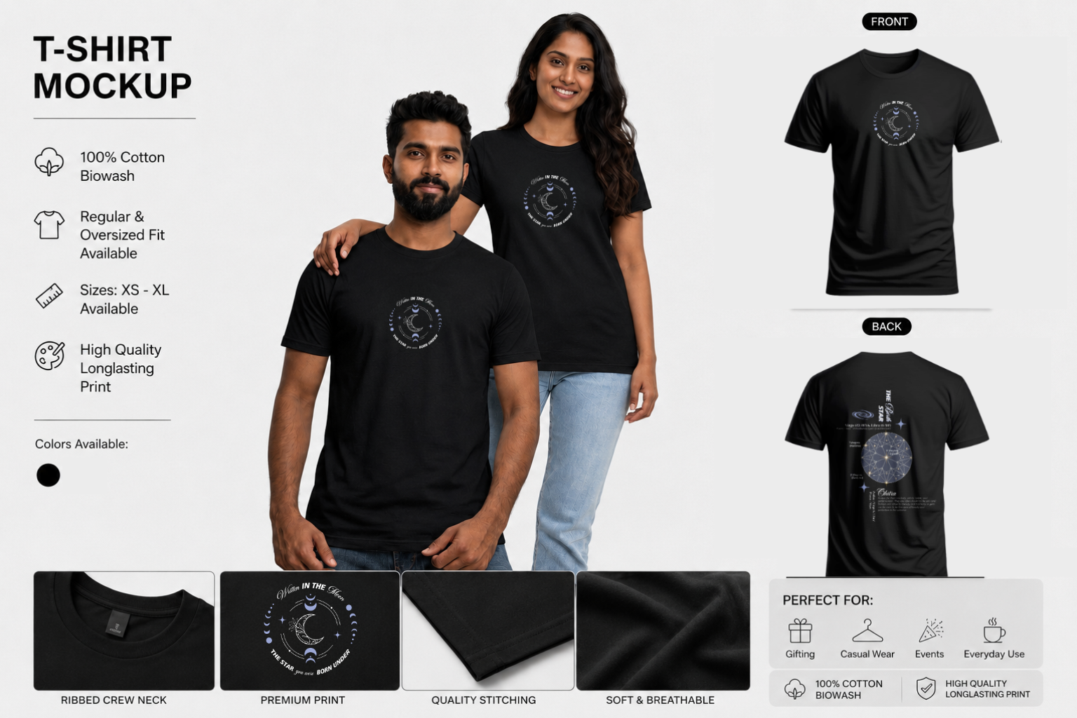 Chitra Nakshatra T-Shirt – Vedic Astrology Inspired Unisex Cotton Tee | Spiritual Minimalist Wear