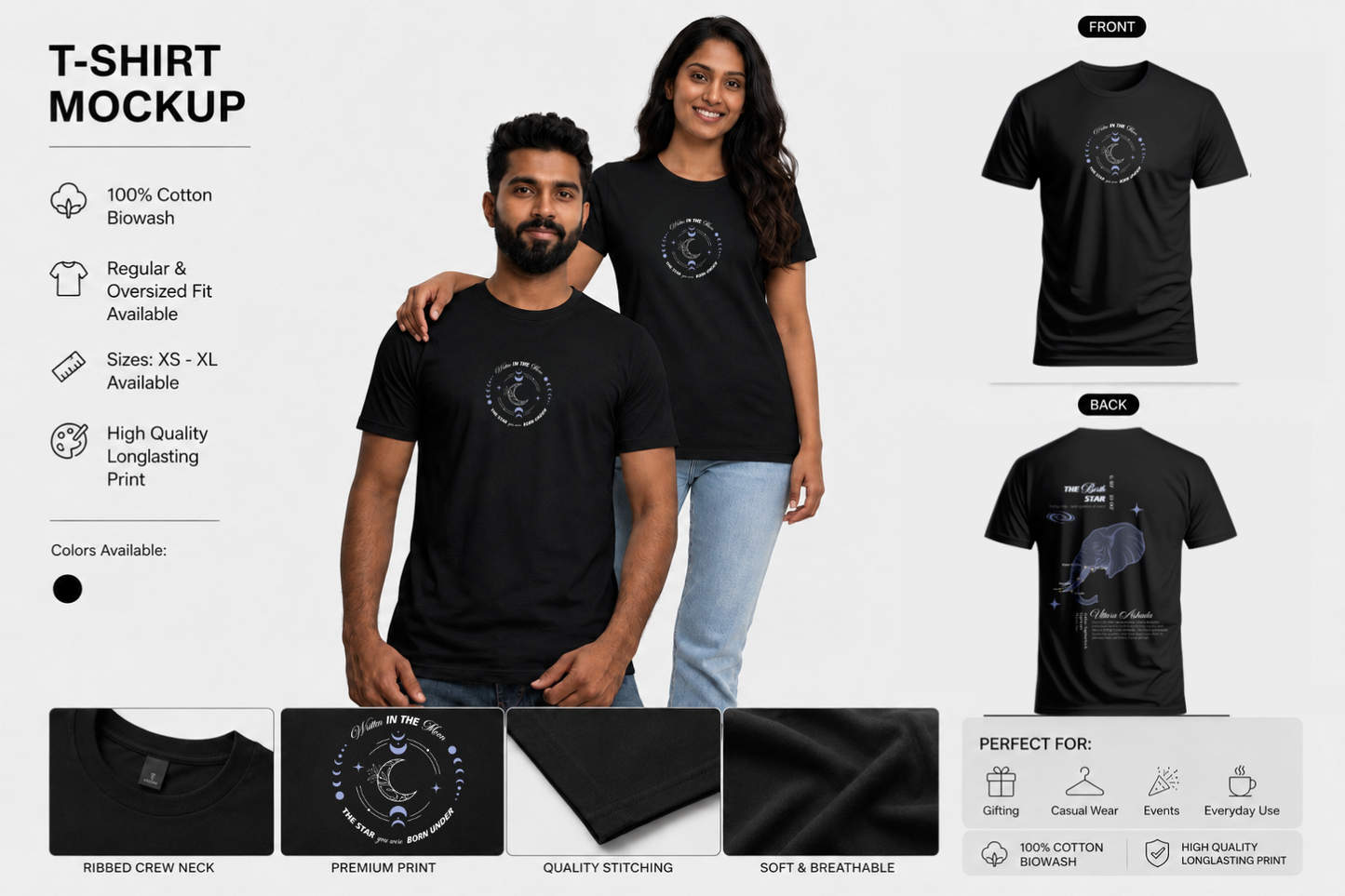 Uttara ashda  Nakshatra T-Shirt – Vedic Astrology Inspired Unisex Cotton Tee | Spiritual Minimalist Wear