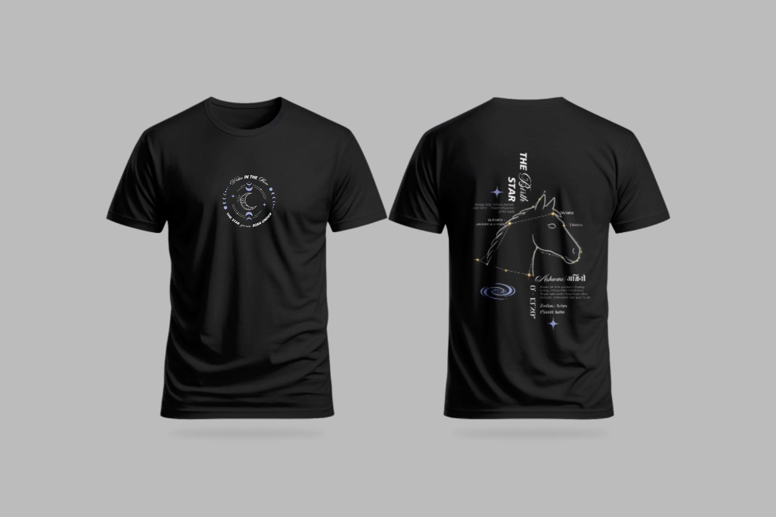Ashwini Nakshatra T-Shirt – Vedic Astrology Inspired Unisex Cotton Tee | Spiritual Minimalist Wear