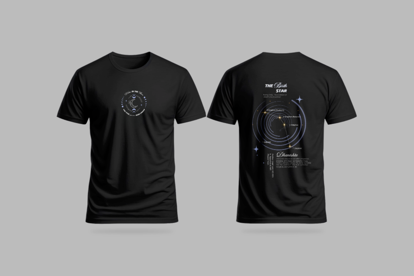 Dhanishta Nakshatra T-Shirt – Vedic Astrology Inspired Unisex Cotton Tee | Spiritual Minimalist Wear