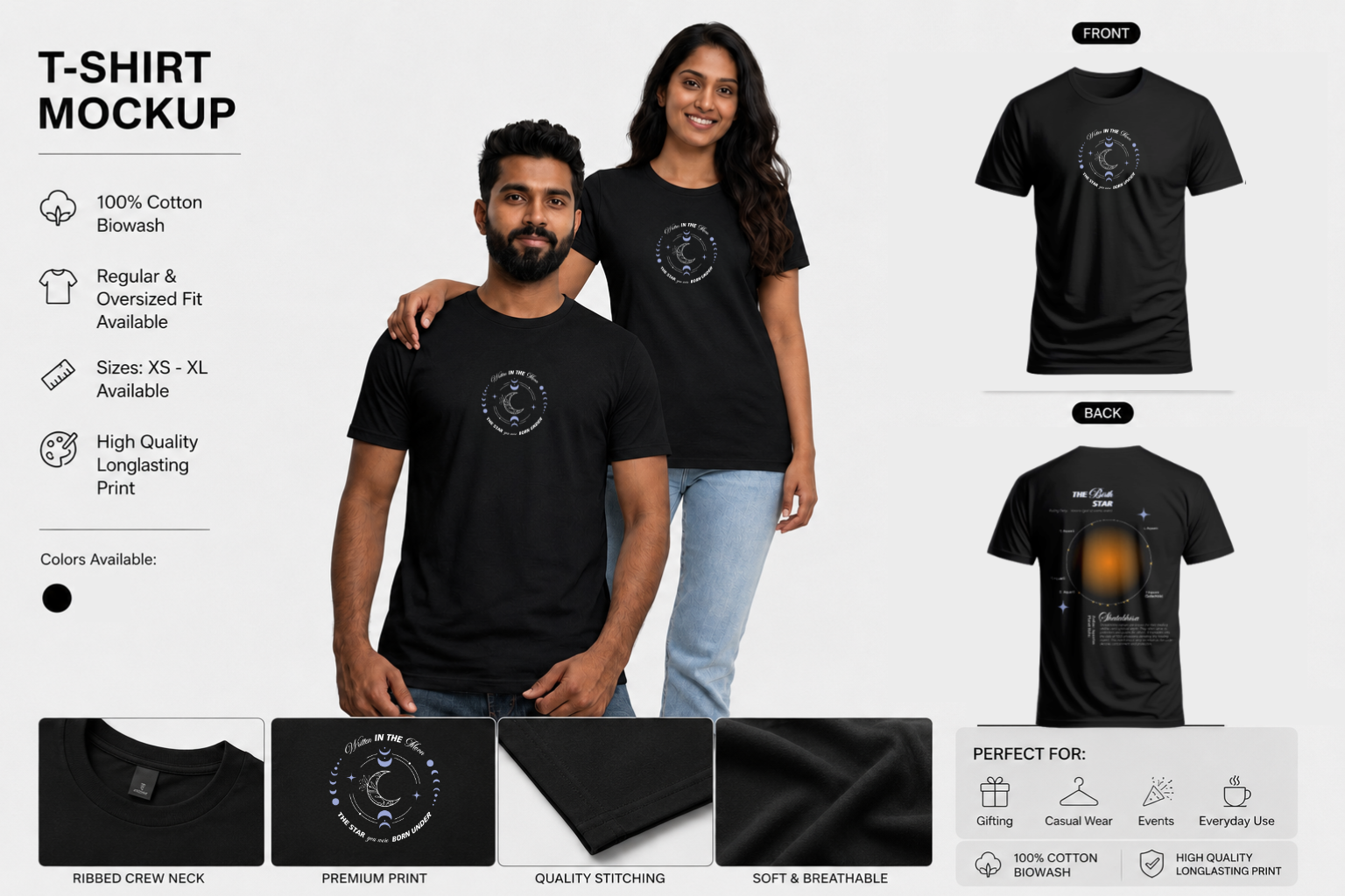 Shatabisha Nakshatra T-Shirt – Vedic Astrology Inspired Unisex Cotton Tee | Spiritual Minimalist Wear