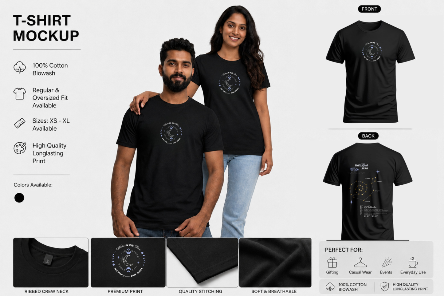 Ashlesha Nakshatra T-Shirt – Vedic Astrology Inspired Unisex Cotton Tee | Spiritual Minimalist Wear