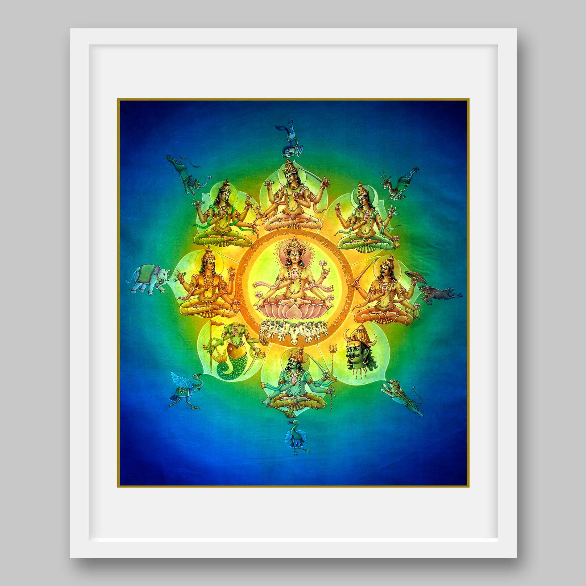 Navagraha – Hindu Planetary Systems Consisting of Nine Planets - High Quality Print of Artwork by Pieter Weltevrede - Sagar World