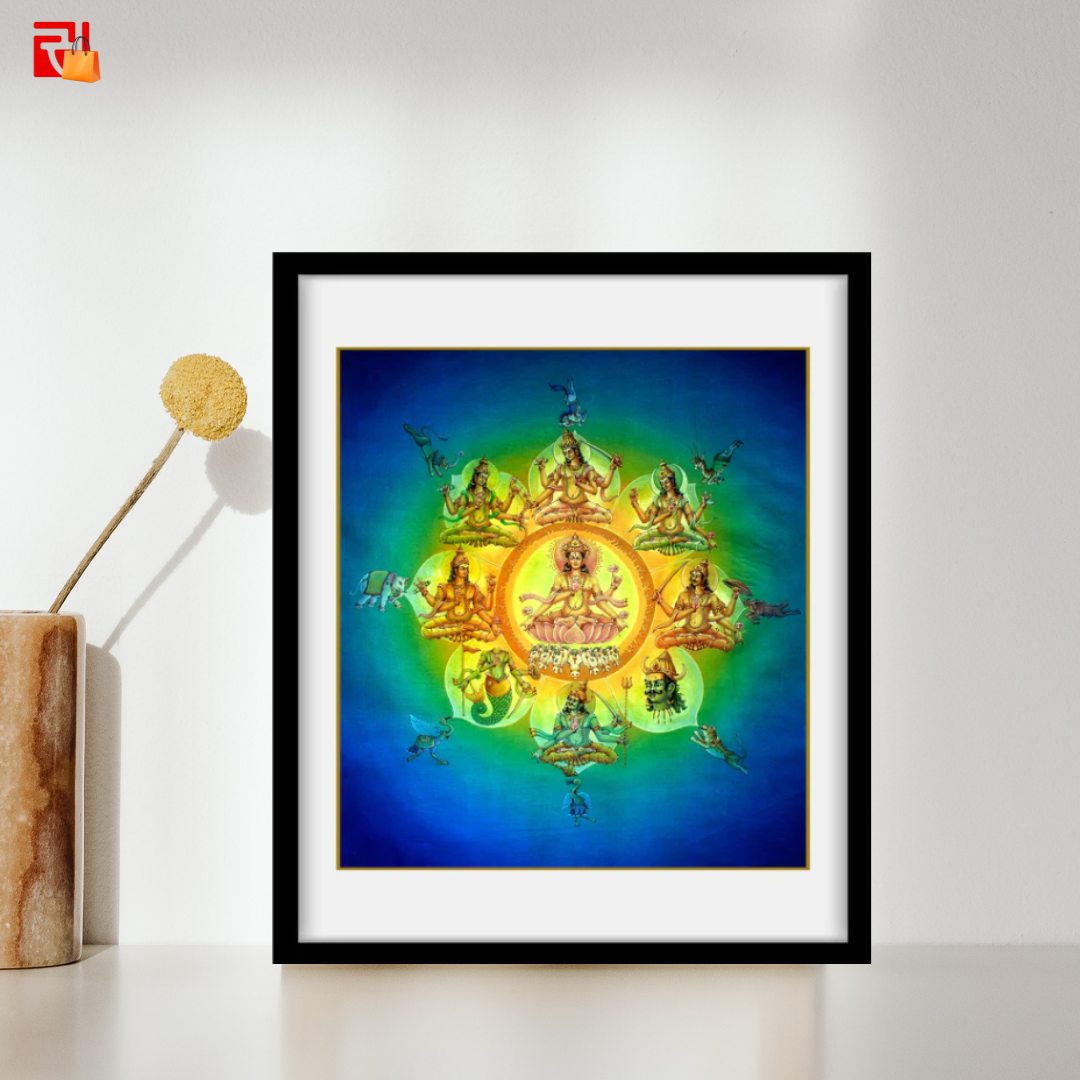 Navagraha – Hindu Planetary Systems Consisting of Nine Planets - High Quality Print of Artwork by Pieter Weltevrede - Sagar World