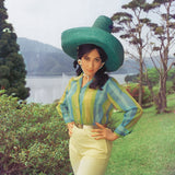 Mala Sinha in a Mexican hat in Japanese Landscape Portrait - still from the movie “ANKHEN” Personal Bollywood Photography of renowned cinematographer, Shri Prem Sagar. - Sagar World