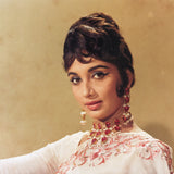 Sadhana Portrait in white sari- still from the movie “ARZOO” Personal Bollywood Photography of renowned cinematographer, Shri Prem Sagar. - Sagar World