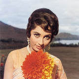 Sadhana Portrait in a Peach Sari - still from the movie “ARZOO” Personal Bollywood Photography of renowned cinematographer, Shri Prem Sagar. - Sagar World