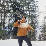 Rajendra Kumar in a Ice Skating in the valley of Kashmir Portrait - still from the movie “ARZOO” Personal Bollywood Photography of renowned cinematographer, Shri Prem Sagar. - Sagar World