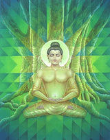 Gautam Buddha Meditating under Bodhi Tree to Attain Enlightenment – High Quality Print of Artwork by Pieter Weltevrede