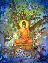 Gautam Buddha Meditating under Bodhi Tree to Attain Enlightenment – High Quality Print of Artwork by Pieter Weltevrede