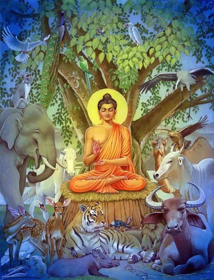 Gautam Buddha Meditating under Bodhi Tree to Attain Enlightenment – High Quality Print of Artwork by Pieter Weltevrede