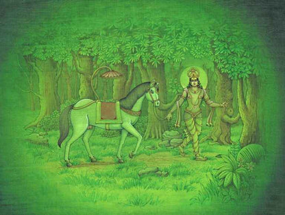 Indra, the King of Devas, stealing the horse – High Quality Print of Artwork by Pieter Weltevrede