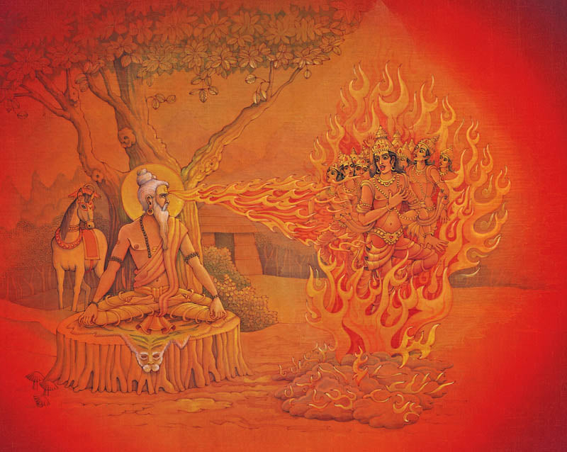 Sage Kapil burning King Sagar’s sons – High Quality Print of Artwork by Pieter Weltevrede - Sagar World