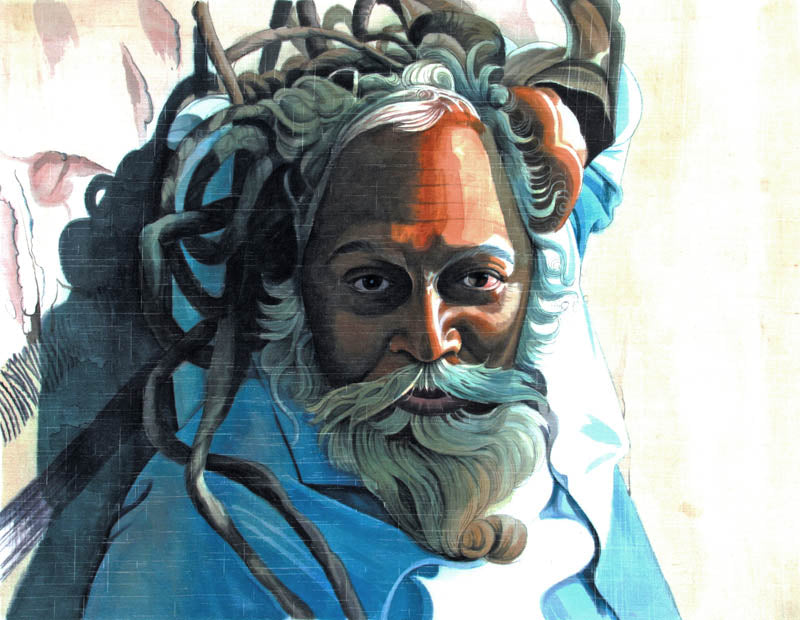 Sadhu with Dreadlocks - High Quality Print of Artwork by Pieter Weltevrede - Sagar World