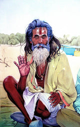 Sadhu Sitting Down - High Quality Print of Artwork by Pieter Weltevrede - Sagar World