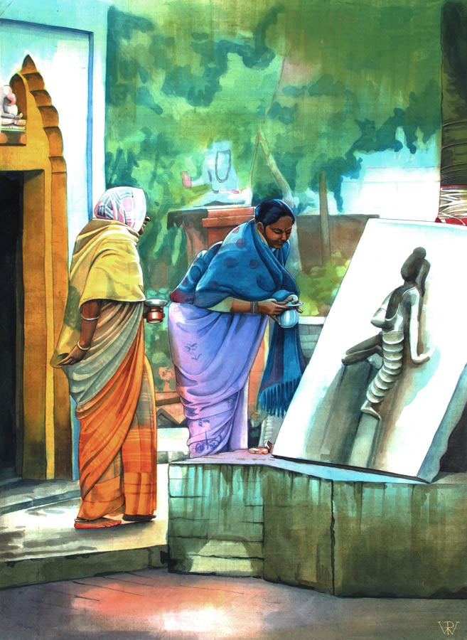 Women in Temple - High Quality Print of Artwork by Pieter Weltevrede - Sagar World