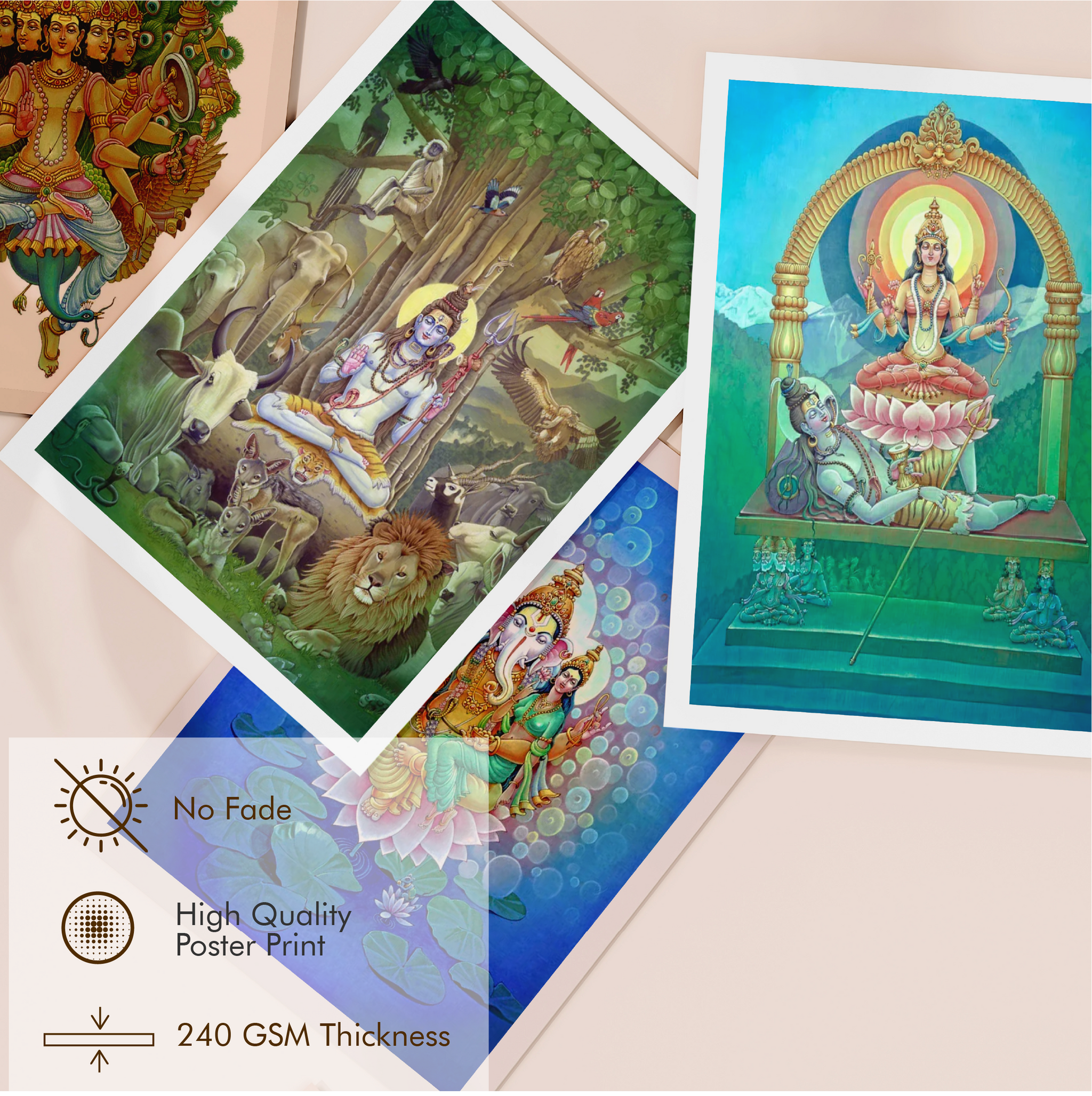Shiva Family Combo Set – Shiva, Parvati, Ganesha & Kartikeya High-Quality Art Prints by Pieter Weltevrede