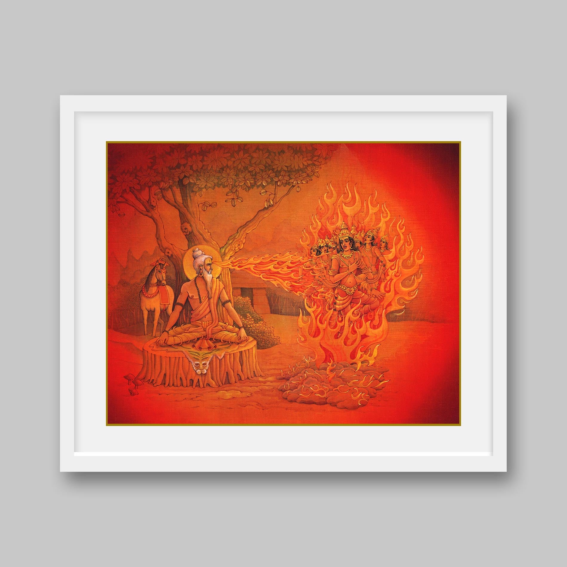 Sage Kapil burning King Sagar’s sons – High Quality Print of Artwork by Pieter Weltevrede - Sagar World