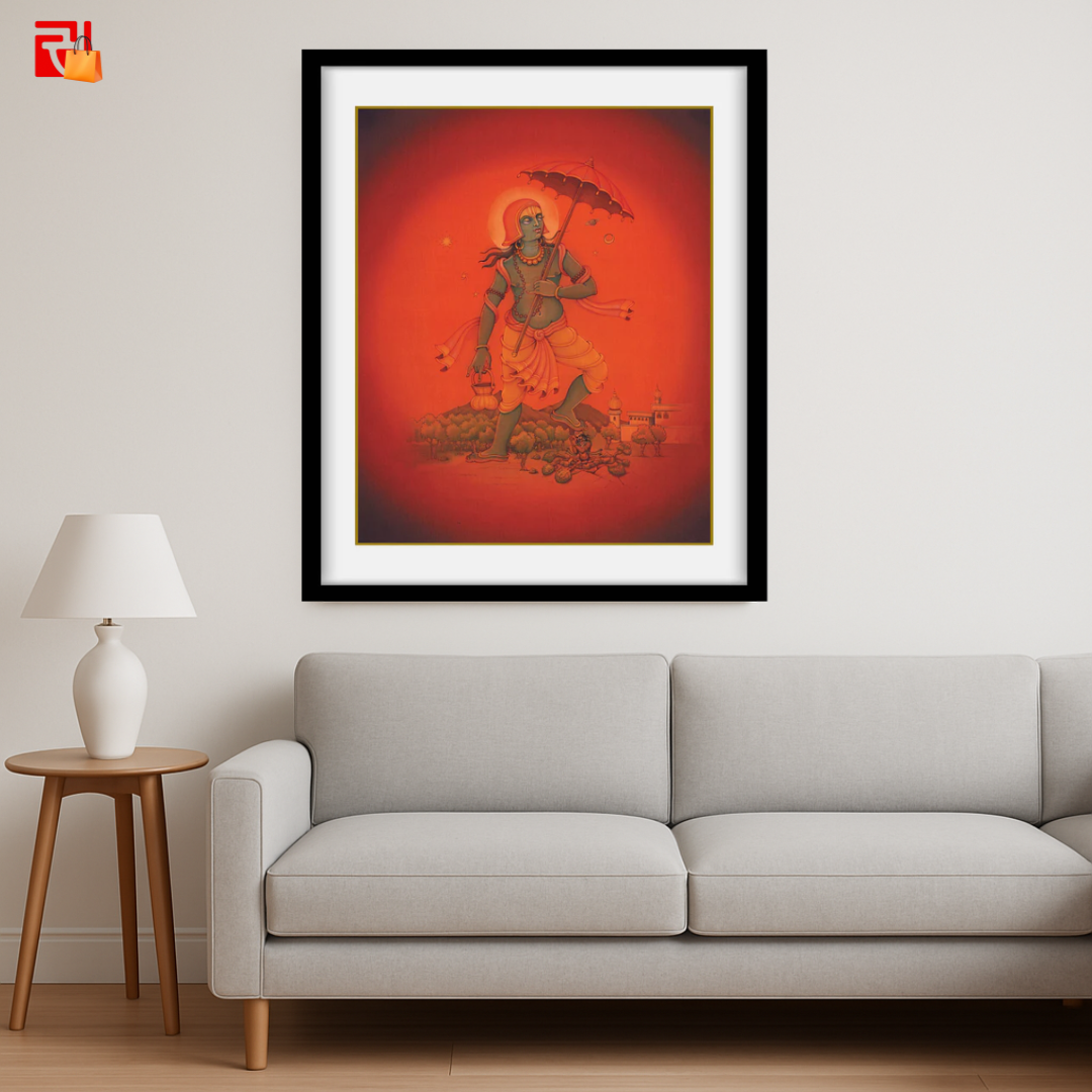Vamana placing his third stride on King Bali’s head – High Quality Print of Artwork by Pieter Weltevrede - Sagar World