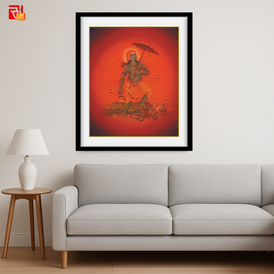 Vamana placing his third stride on King Bali’s head – High Quality Print of Artwork by Pieter Weltevrede - Sagar World